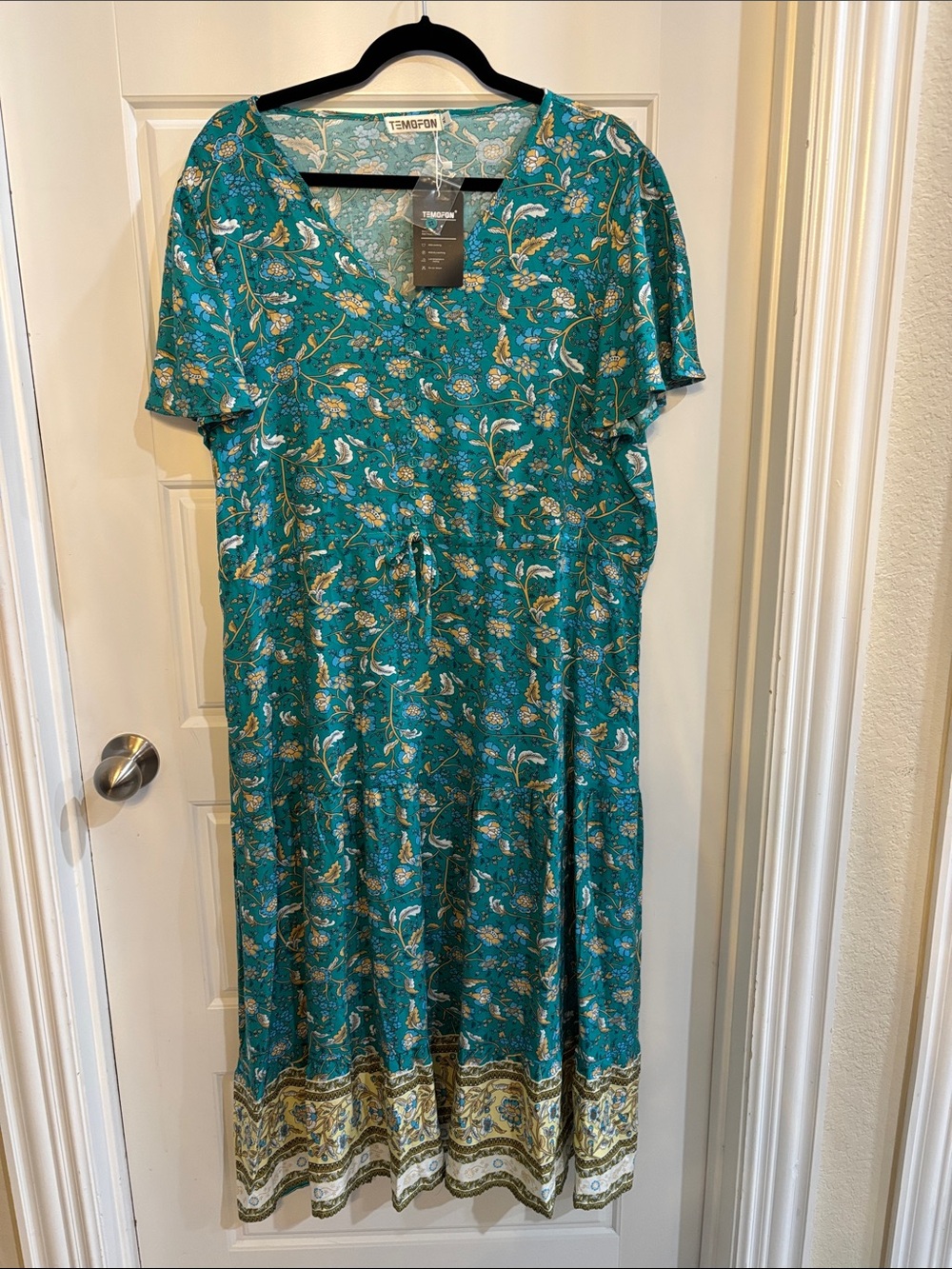 Teal Floral Maxi Dress size XL NWT